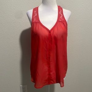 Eyeshadow pink button up sleeveless blouse